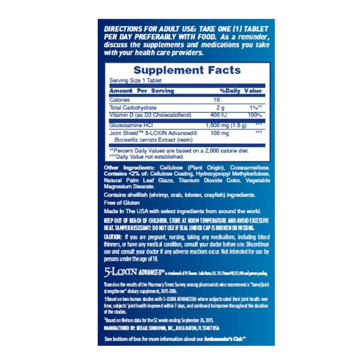 Joint Health Supplement Osteo-Bi-Flex Vitamin D / Glucosamine 400 IU - 1500 mg Strength Caplet 30 per Bottle
