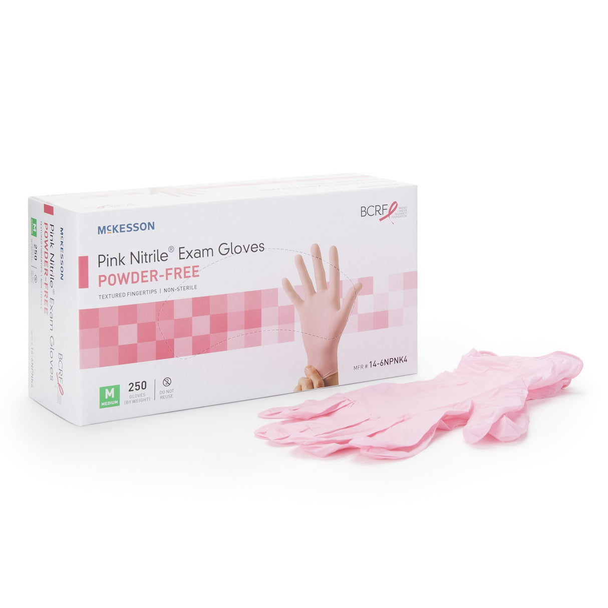 Exam Glove McKesson Pink Nitrile Medium NonSterile Nitrile Standard Cuff Length Textured Fingertips Pink Not Rated