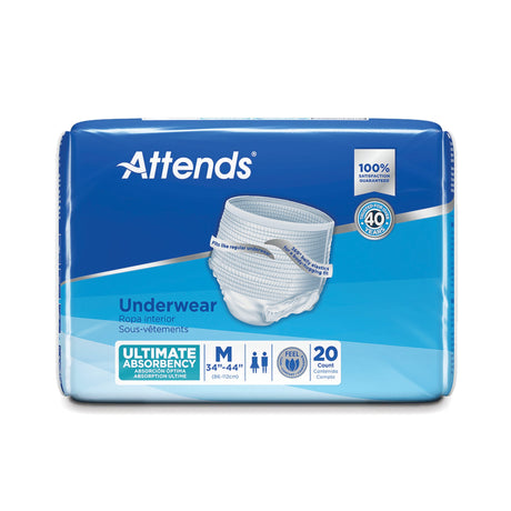 Unisex Adult Absorbent Underwear Attends Advanced Pull On with Tear Away Seams Medium Disposable Heavy Absorbency