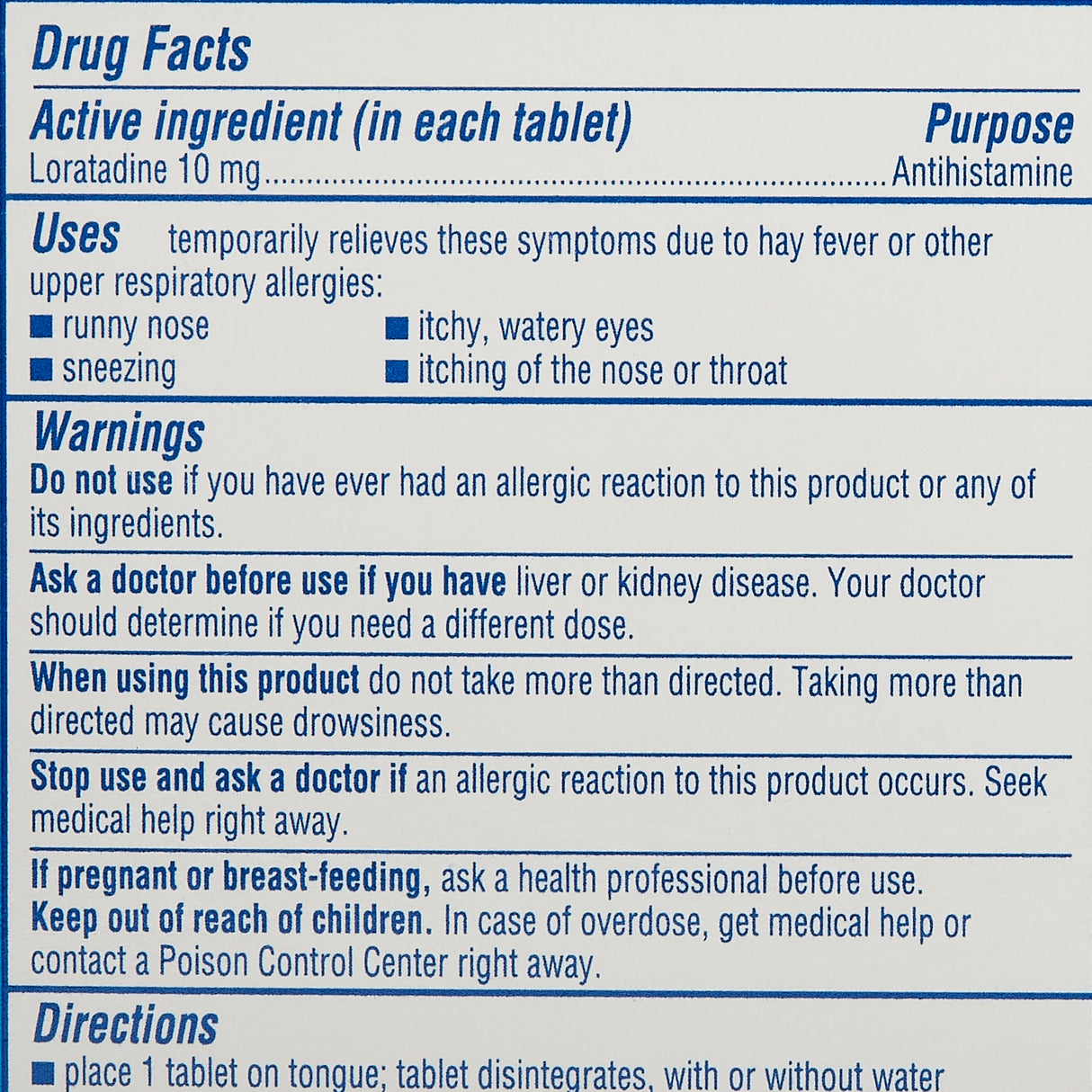 Allergy Relief Claritin Redi Tabs 10 mg Strength Tablet 30 per Box