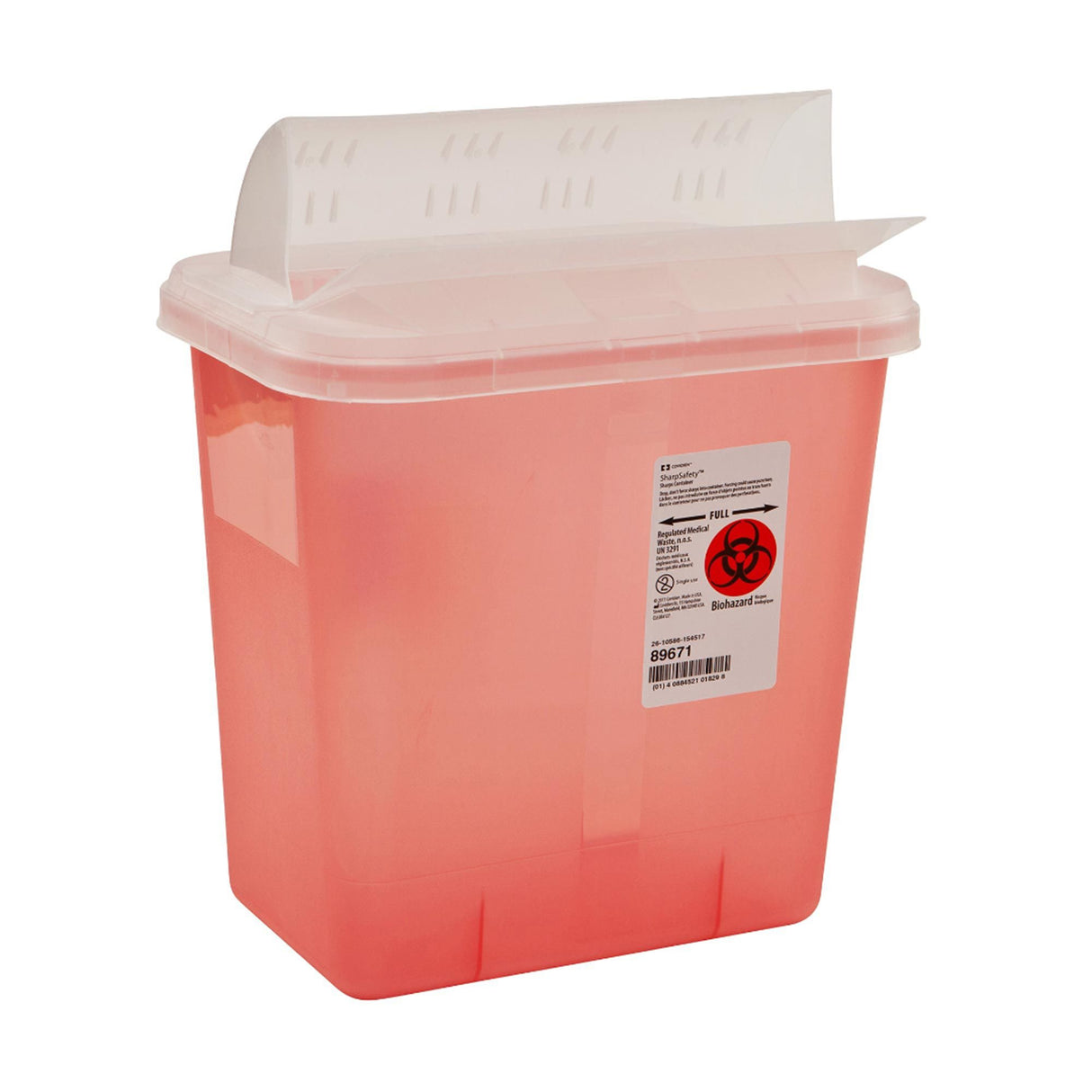 Sharps Container SharpSafety Translucent Red Base 12-3/4 H X 7-1/4 D X 10-1/2 W Inch Horizontal Entry 2 Gallon