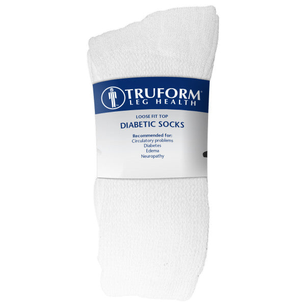 Chaussettes diabétiques non compressives Pr/3 Comfort Care, longueur mi-mollet, coupe ample, blanc, taille L (hommes : 9-12 femmes : 10-13)