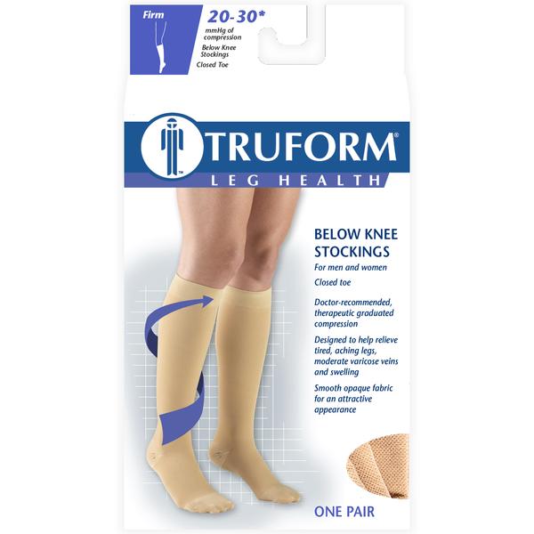 Pr/1 Truform - Parte superior blanda debajo de la rodilla, 20-30 mmHg, color beige, grande