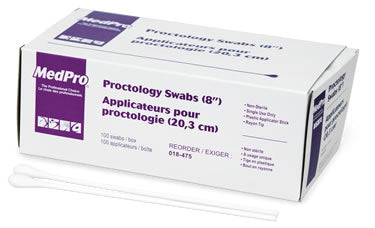 (Cs10) Bx/100 Proctology Swab 8", Non-Sterile, Large, Rayon Tipped, Plastic Shaft