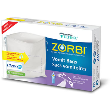 Bx/20 Sacs vomitoires Zorbi avec technologie Cleanis.