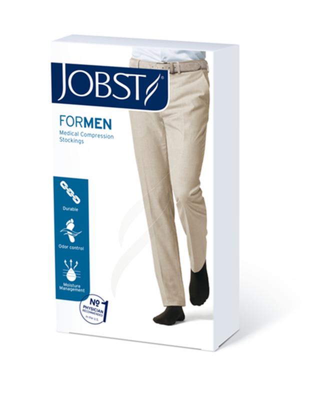 Pr/1 Jobst Medical Leg Wear, para hombre, hasta la rodilla, acanalado, 15-20 mmhg, grande, negro, punta cerrada