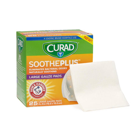 CURAD SoothePlus Gauze Pads with Arm and Hammer Baking Soda