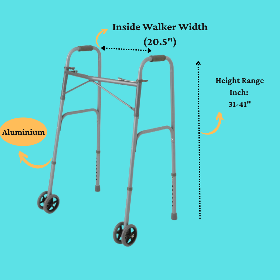 Déambulateur bariatrique pliable avec roulettes Medline Guardian