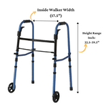 Medline Folding Paddle Walker with 5in Wheels