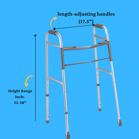 Andador plegable Medline con 2 botones y ruedas de 3 pulgadas (paquete de 4)