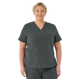 Lexington AVE Women's V-Neck Scrub Tops with 3 Pockets Charcoal