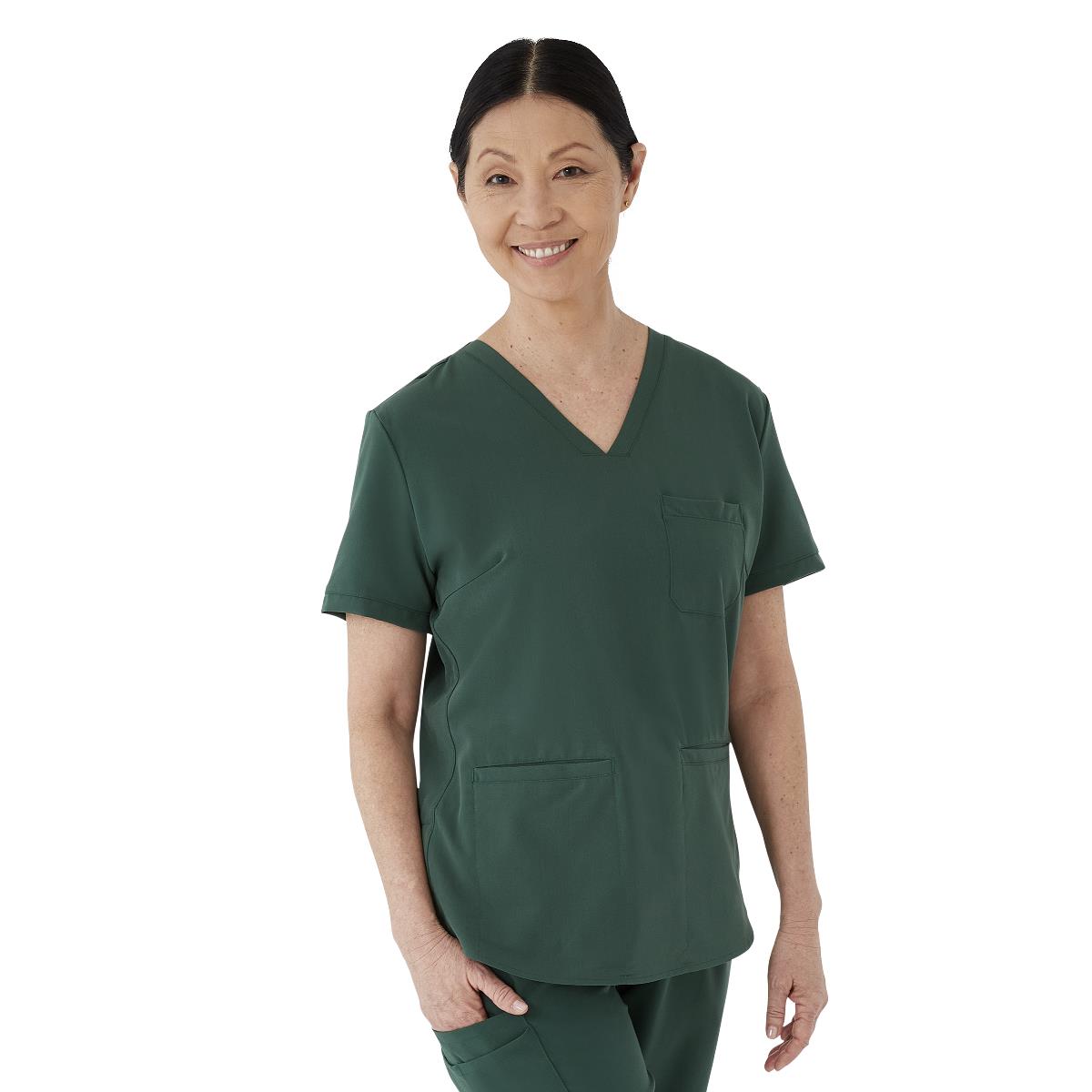 Lexington AVE Women's V-Neck Scrub Tops with 3 Pockets Hunter Green