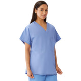 Unisex 100% Cotton Reversible V-Neck Scrub Top with 2 Pockets