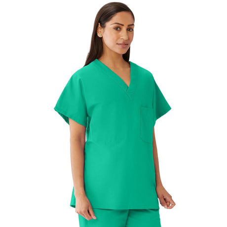 Unisex 100% Cotton Reversible V-Neck Scrub Top with 2 Pockets