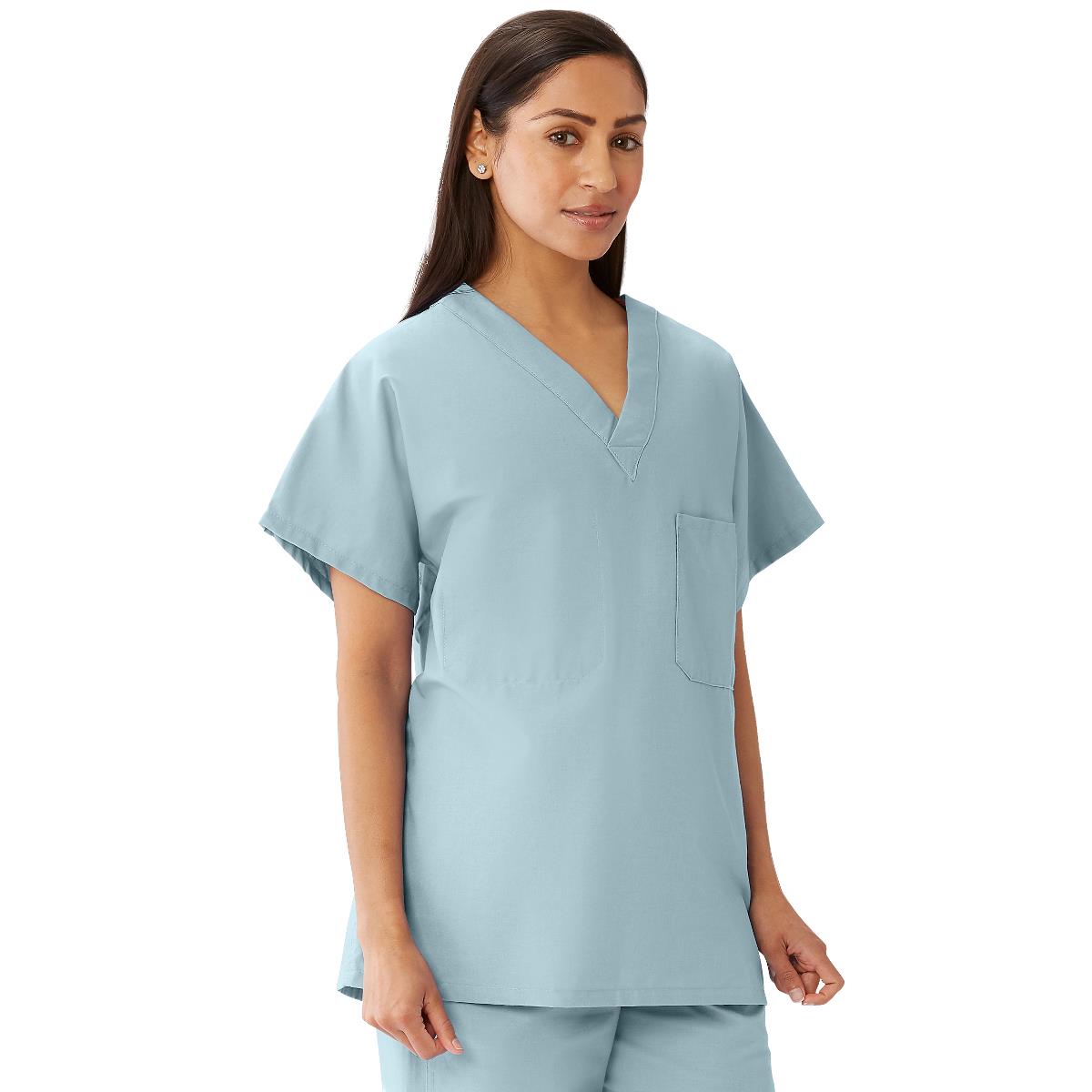 Unisex 100% Cotton Reversible V-Neck Scrub Top with 2 Pockets