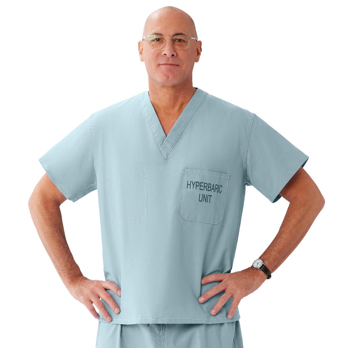 Unisex 100% Cotton Reversible Hyperbaric Scrub Top with Pockets