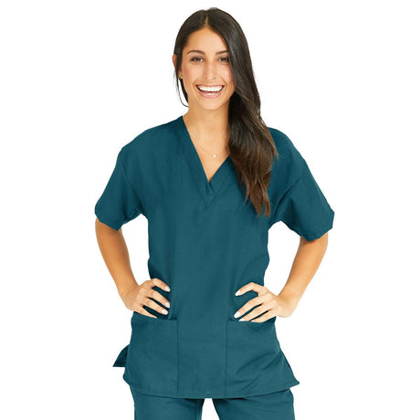 PerforMAX Women's V-Neck Tunic Scrub Top with 2 Pockets