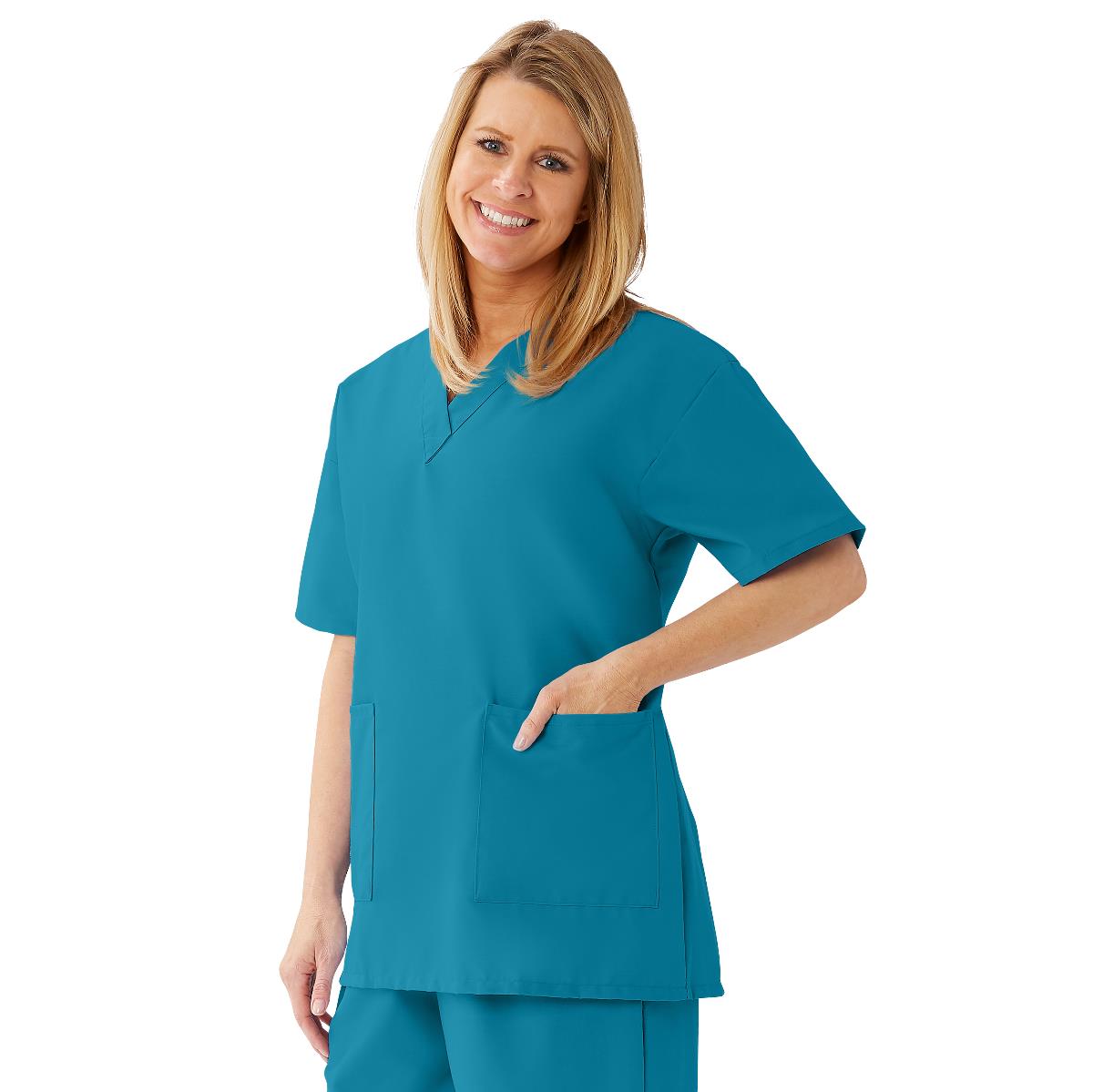AngelStat Women's V-Neck Tunic Scrub Tops with 2 Pockets