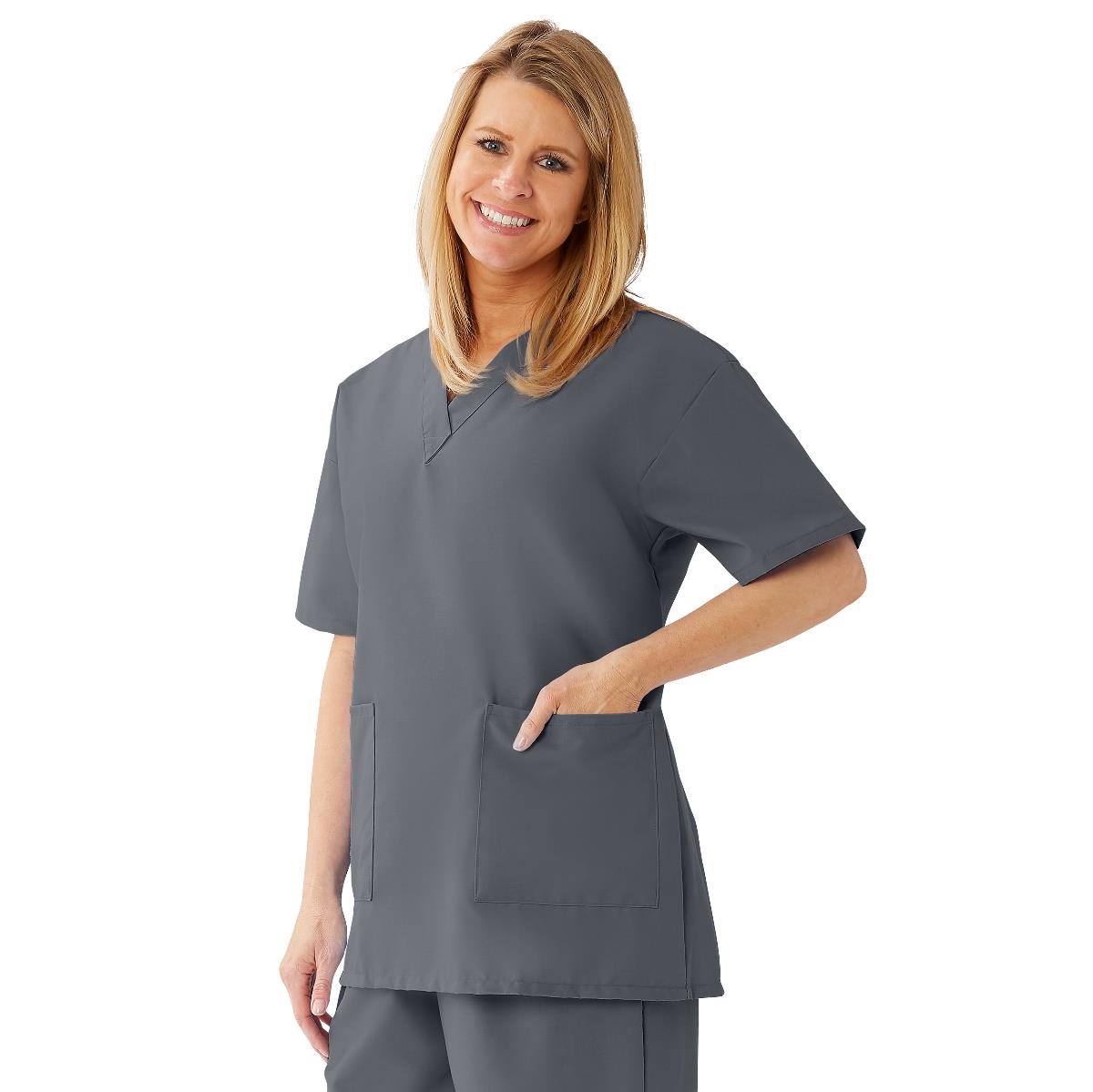 AngelStat Women's V-Neck Tunic Scrub Tops with 2 Pockets