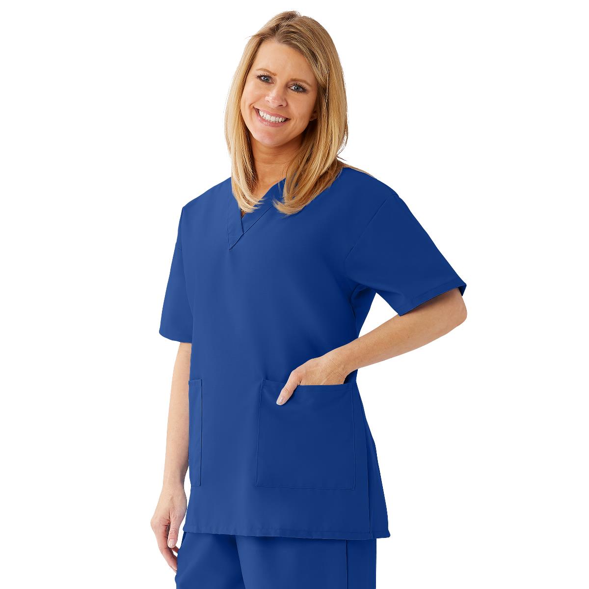 AngelStat Women's V-Neck Tunic Scrub Tops with 2 Pockets