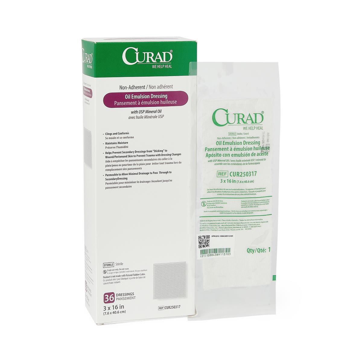 CURAD Non-Adherent Sterile Oil Emulsion Dressings
