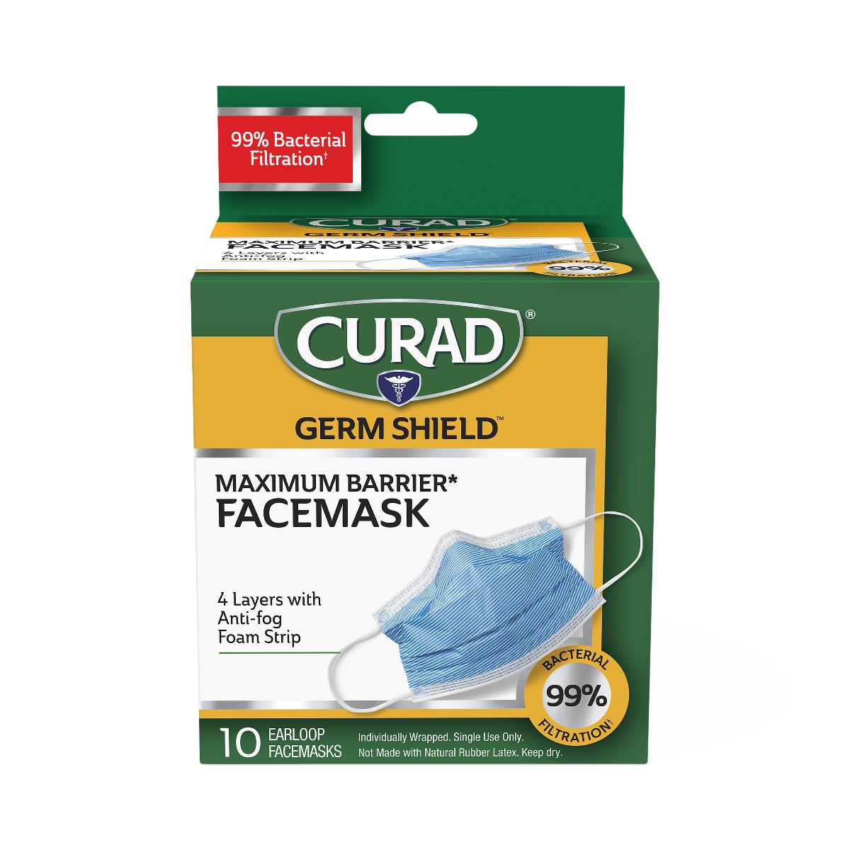 Masques faciaux de qualité médicale CURAD Germ Shield avec boucles d'oreilles