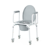 Aluminum Drop-Arm Commode with 4 Locking Casters