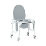 Aluminum Drop-Arm Commode with 4 Locking Casters