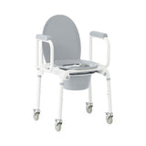 Aluminum Drop-Arm Commode with 4 Locking Casters