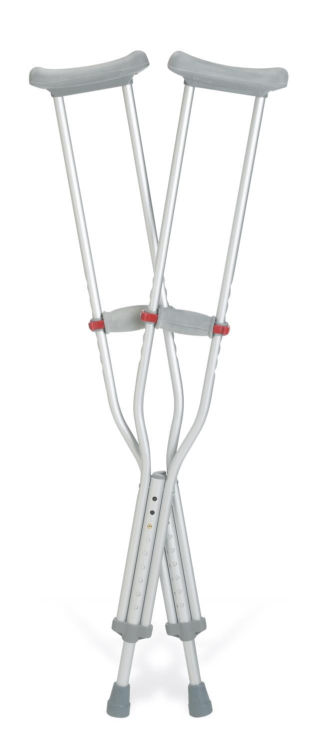 Béquilles en aluminium Medline avec poignée à point rouge (lot de 8)