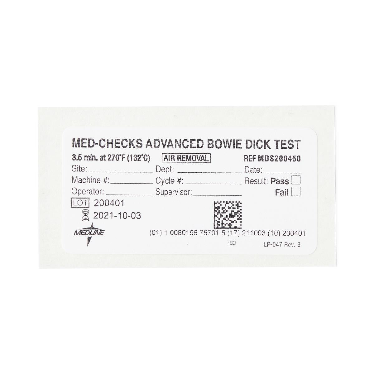 Bowie Dick Surgical Instrument Sterilization Test Cards