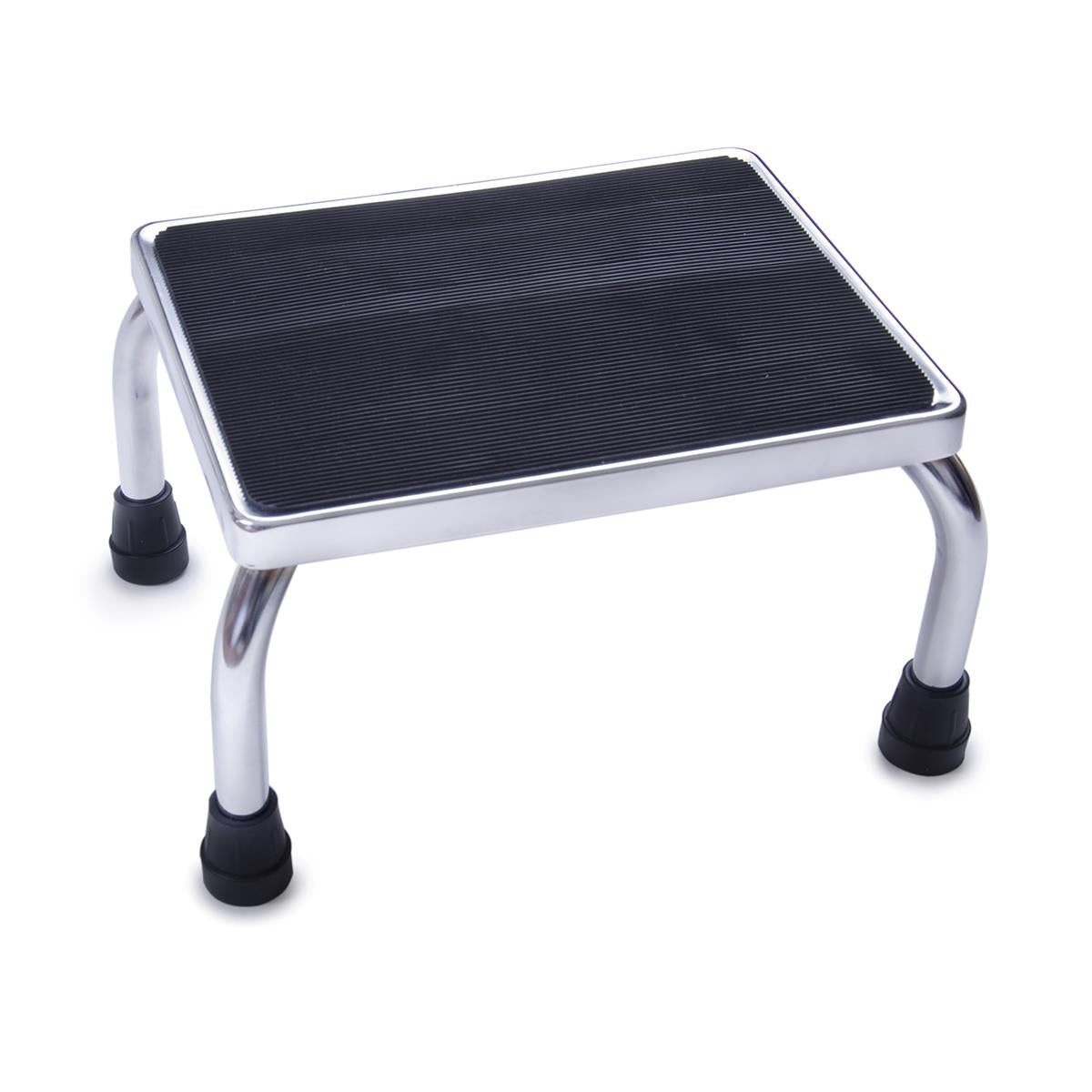 Chrome Footstools with Rubber Mat