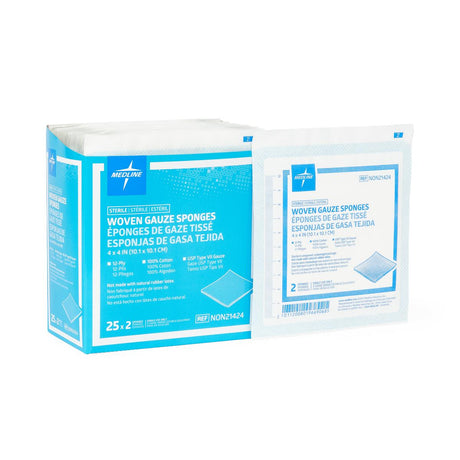 Medline Sterile 100% Cotton Woven Gauze Sponges