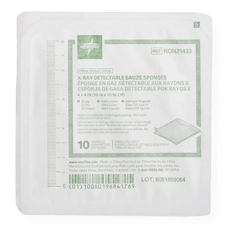 Medline Sterile 100% Cotton X-ray Detectable Gauze Sponges