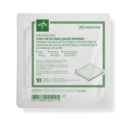Medline Sterile 100% Cotton X-ray Detectable Gauze Sponges