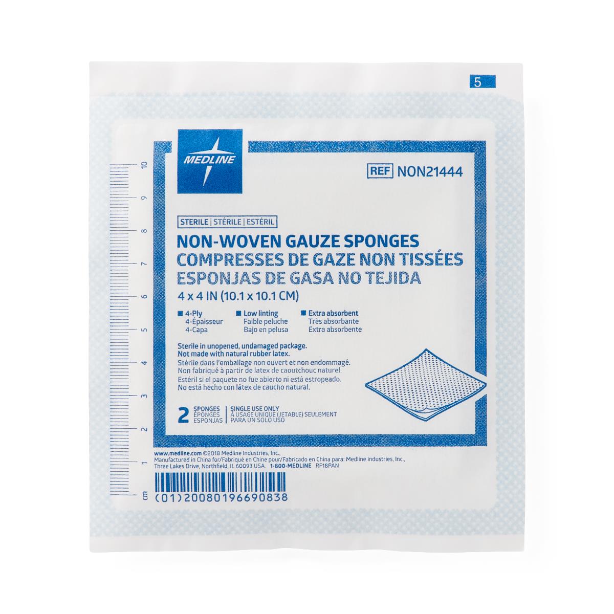 Medline Standard Sterile Nonwoven Gauze Sponges