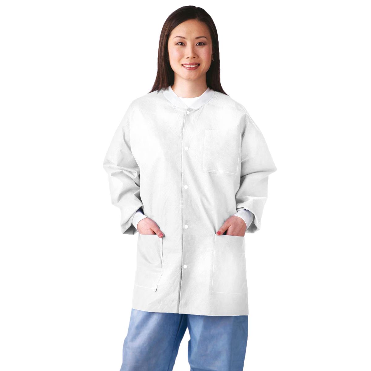 Medline Disposable Knit Cuff/Collar Multilayer SMS Lab Jackets