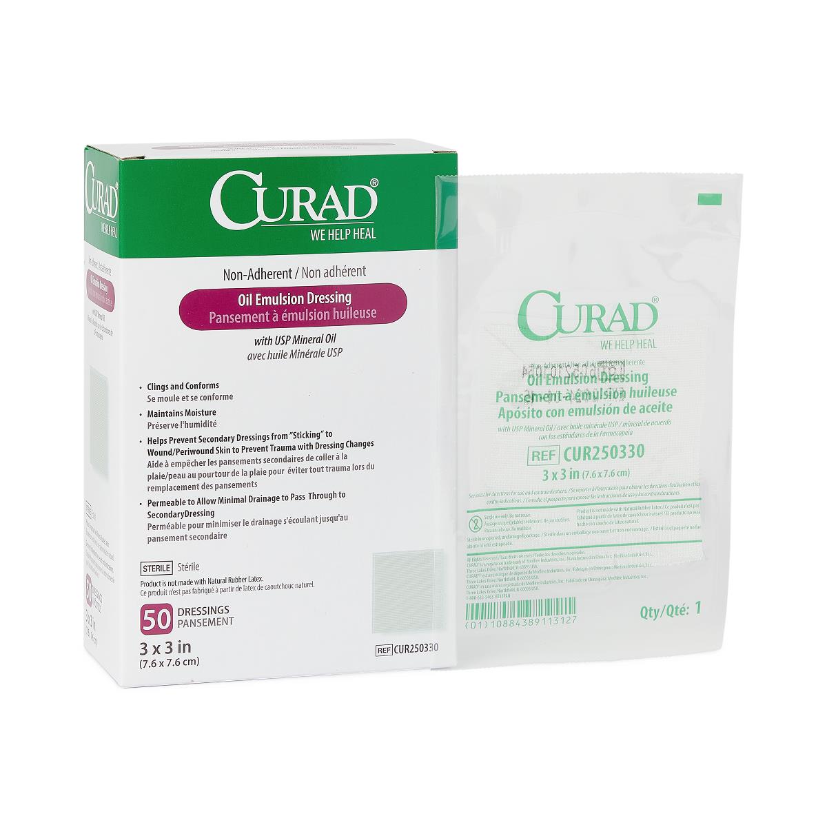 CURAD Non-Adherent Sterile Oil Emulsion Dressings