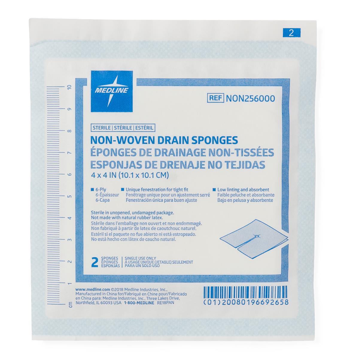 Medline Sterile Nonwoven Drain Sponge