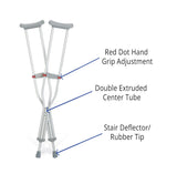 Medline Aluminum Crutches with Red Dot Hand Grip (Pack of 8)