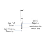 Medline Standard Aluminum Push-Button Crutches