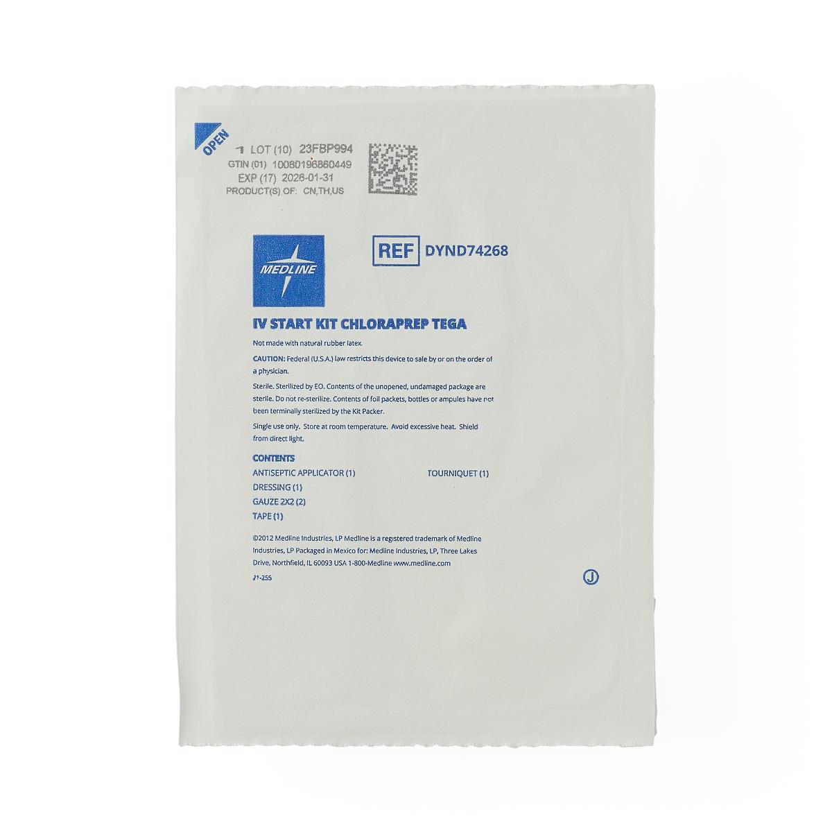 Medline IV Start Kits with ChloraPrep Skin Prep