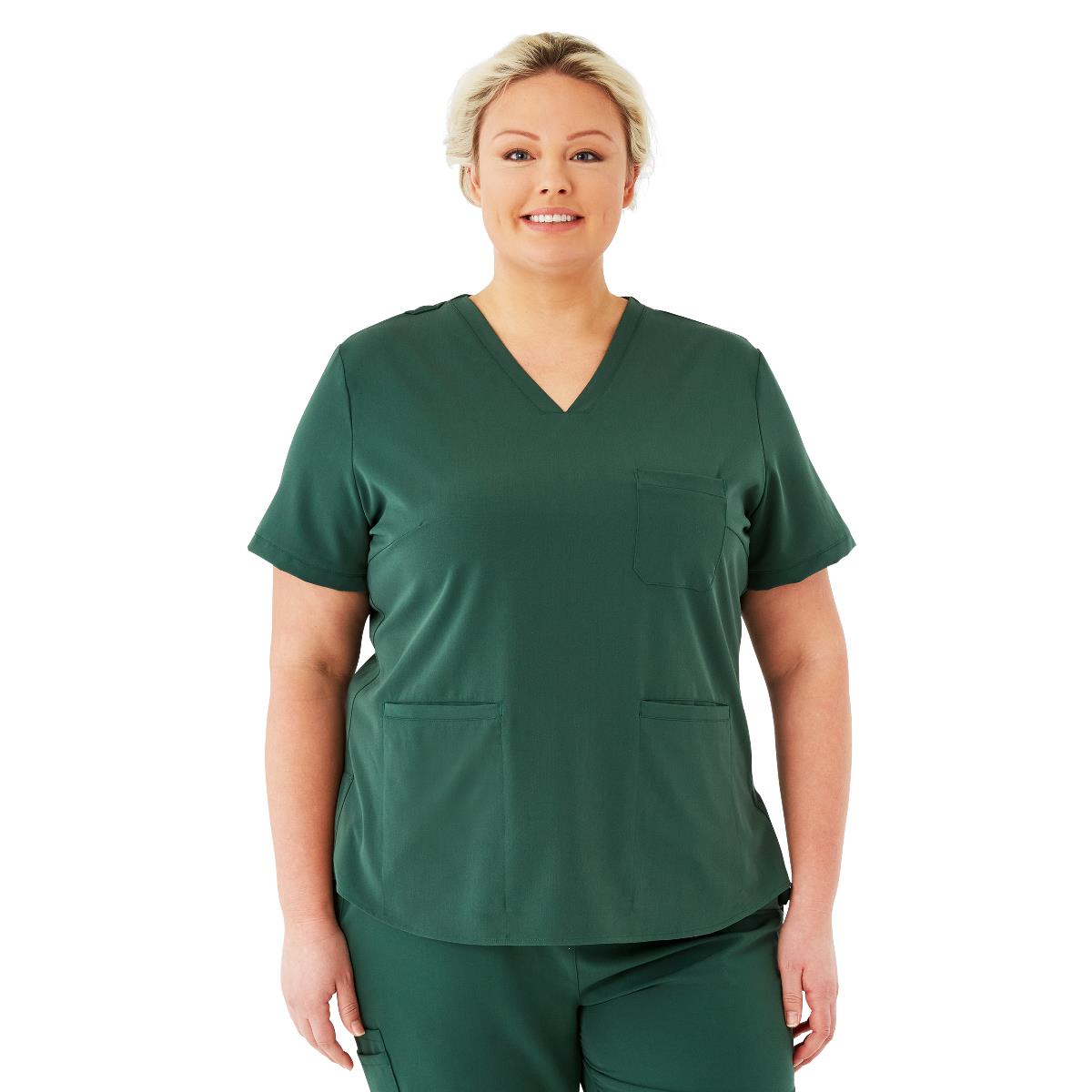 Lexington AVE Women's V-Neck Scrub Tops with 3 Pockets Hunter Green