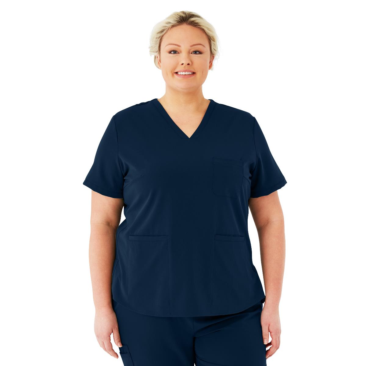 Lexington AVE Women's V-Neck Scrub Tops with 3 Pockets Navy Blue