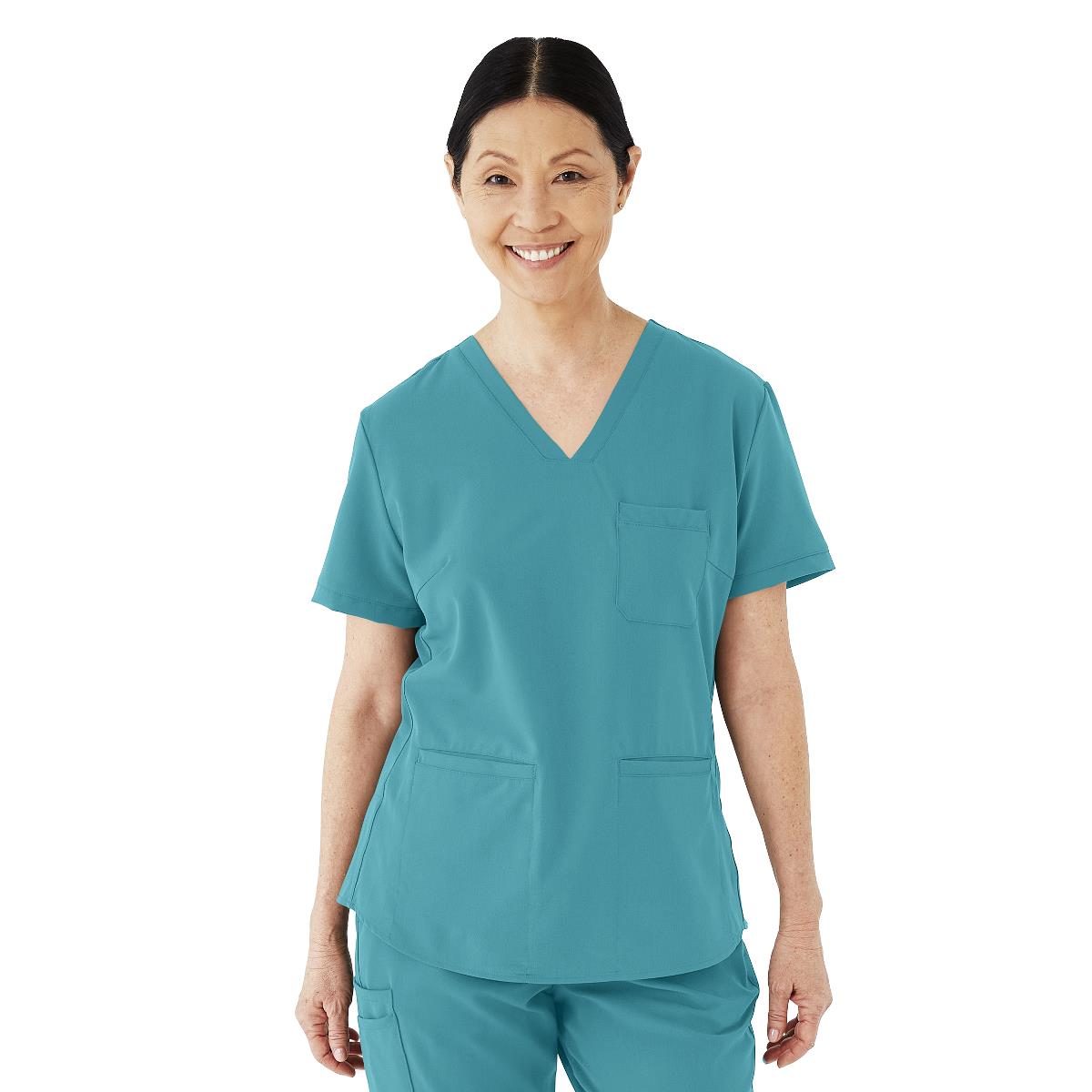 Lexington AVE Women's V-Neck Scrub Tops with 3 Pockets Teal Blue