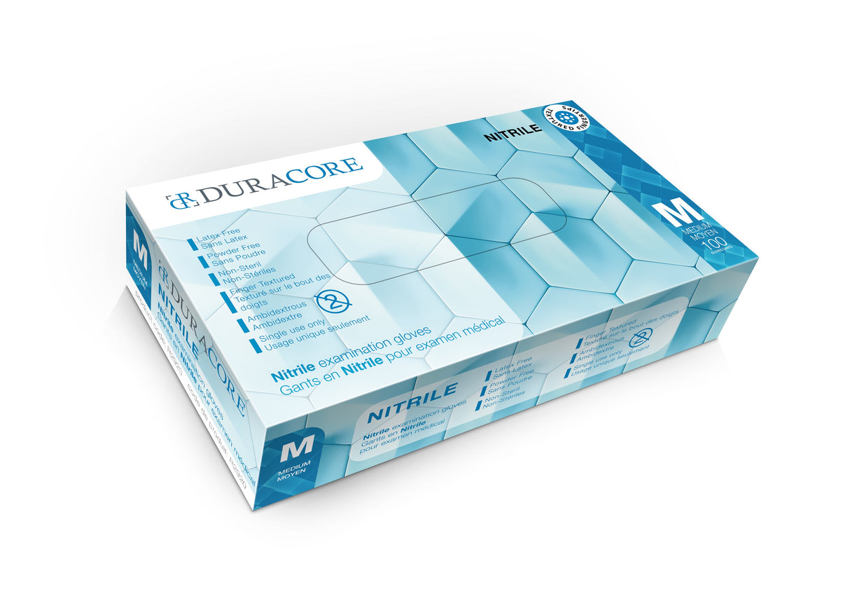 Bx/100 Duracore Nitrile Examination Gloves, 4.2 Mil, Powder Free, Medium (All Sales Final /Non Returnable)