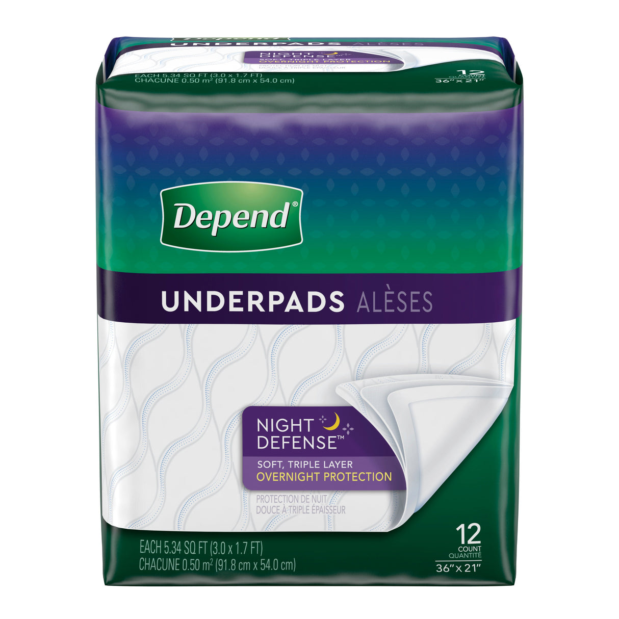 Almohadillas protectoras Depend Night Defense: conveniencia