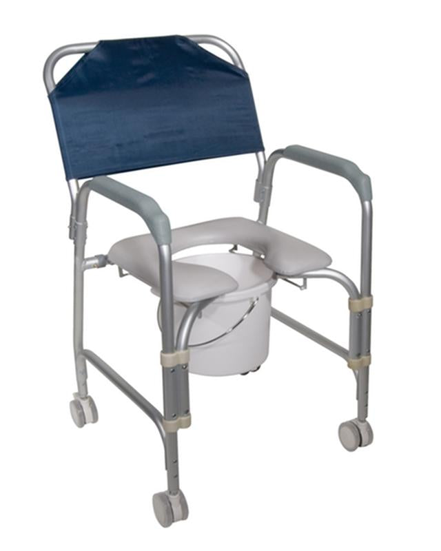 Silla de ducha portátil ligera con ruedas y asiento de inodoro (1 unidad)