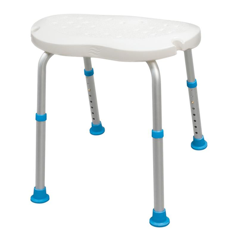 Silla de baño y ducha ajustable con asiento cómodo antideslizante, color blanco - 1 unidad