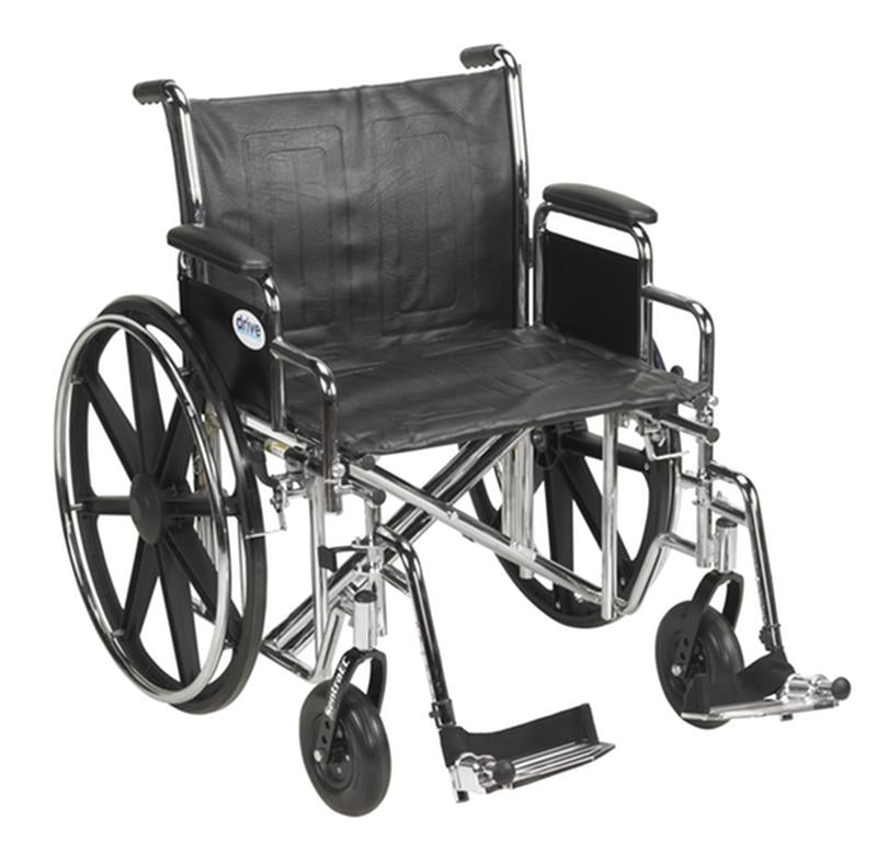 Silla de ruedas resistente Sentra Ec, brazos de escritorio desmontables, reposapiés abatibles, asiento de 22" - 1 unidad